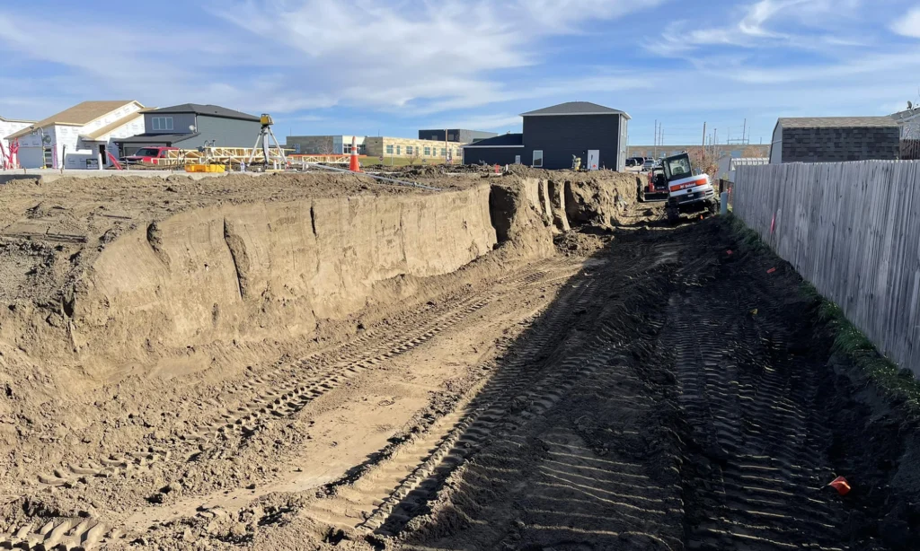Trench with equipment in it